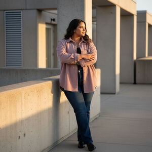 Women's Pink Corduroy Cabincore Button Down Shirt